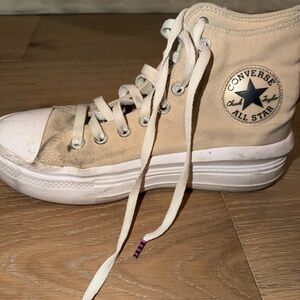 Converse High Top Sneakers in Beige and White